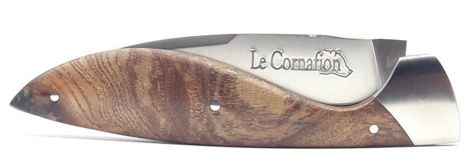 Le Cornafion, manche loupe de noyer stabilisé (LNS01) + étui ceinture cuir