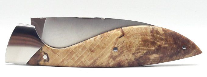 Le Cornafion, manche en hêtre échauffé en bois de bout stabilisé (HES01) + étui ceinture cuir