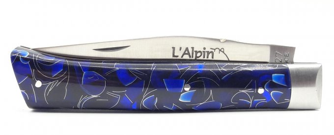 L'Alpin du Vercors, résine époxy bleu et copeaux d'aluminium