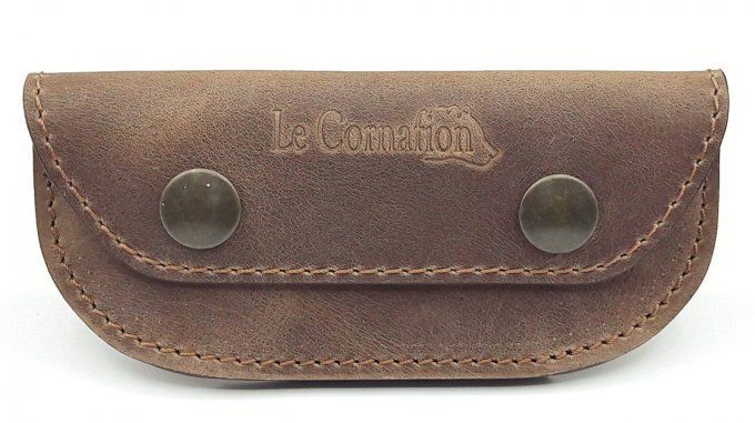 Le Cornafion, lame DAMAS (DAM-11) + étui ceinture cuir