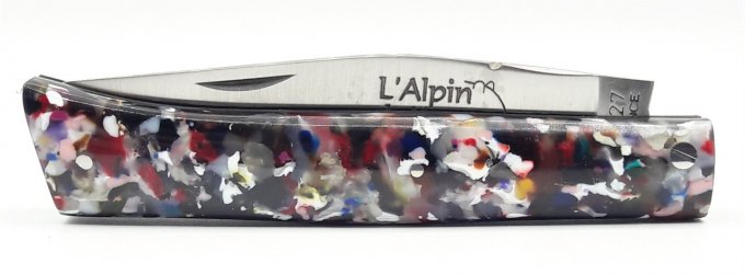 L'Alpin du Vercors, pots de yaourts recyclés et résine époxy (PDY03) + étui ceinture en cuir